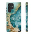 Aquamarine inspired Geode in Watercolor - Impact Resistant Phone Case Samsung Galaxy S22 Ultra Matte